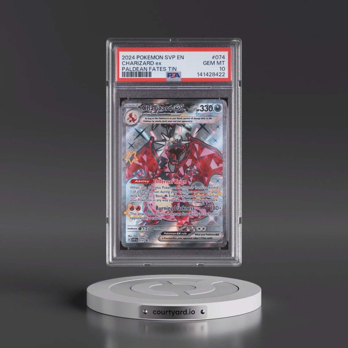 2024 Pokémon Svp EN-SV Black Star Promo #074 Charizard EX - Holo Paldean Fates Tin (PSA 10 GEM MINT)