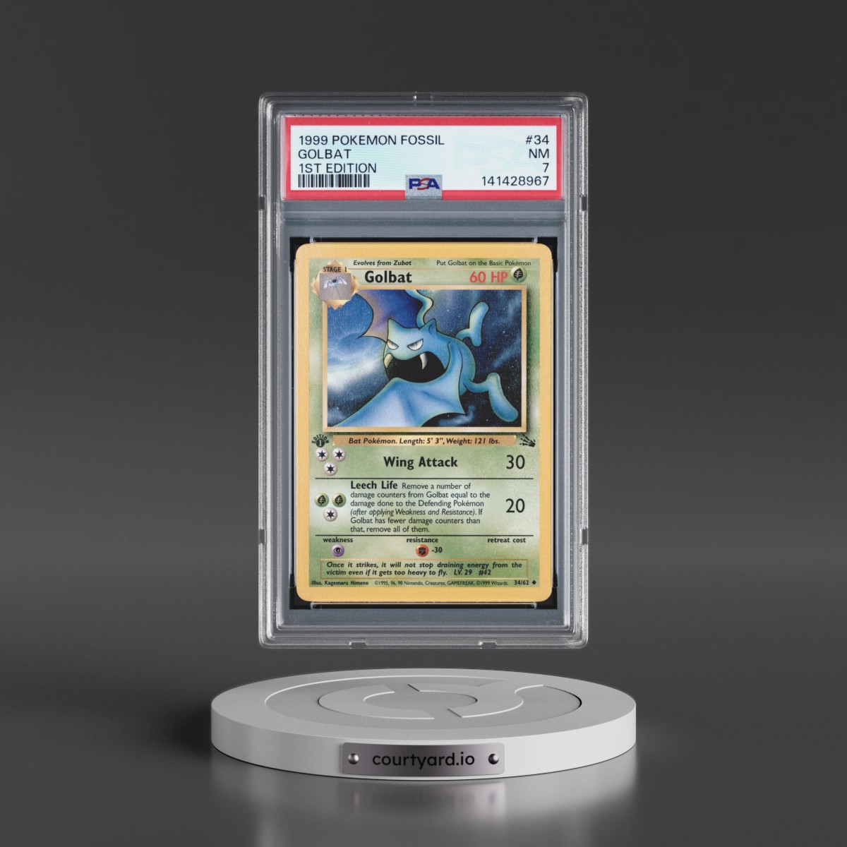 1999 Pokémon Fossil #34 Golbat - 1st Edition (PSA 7 NM)