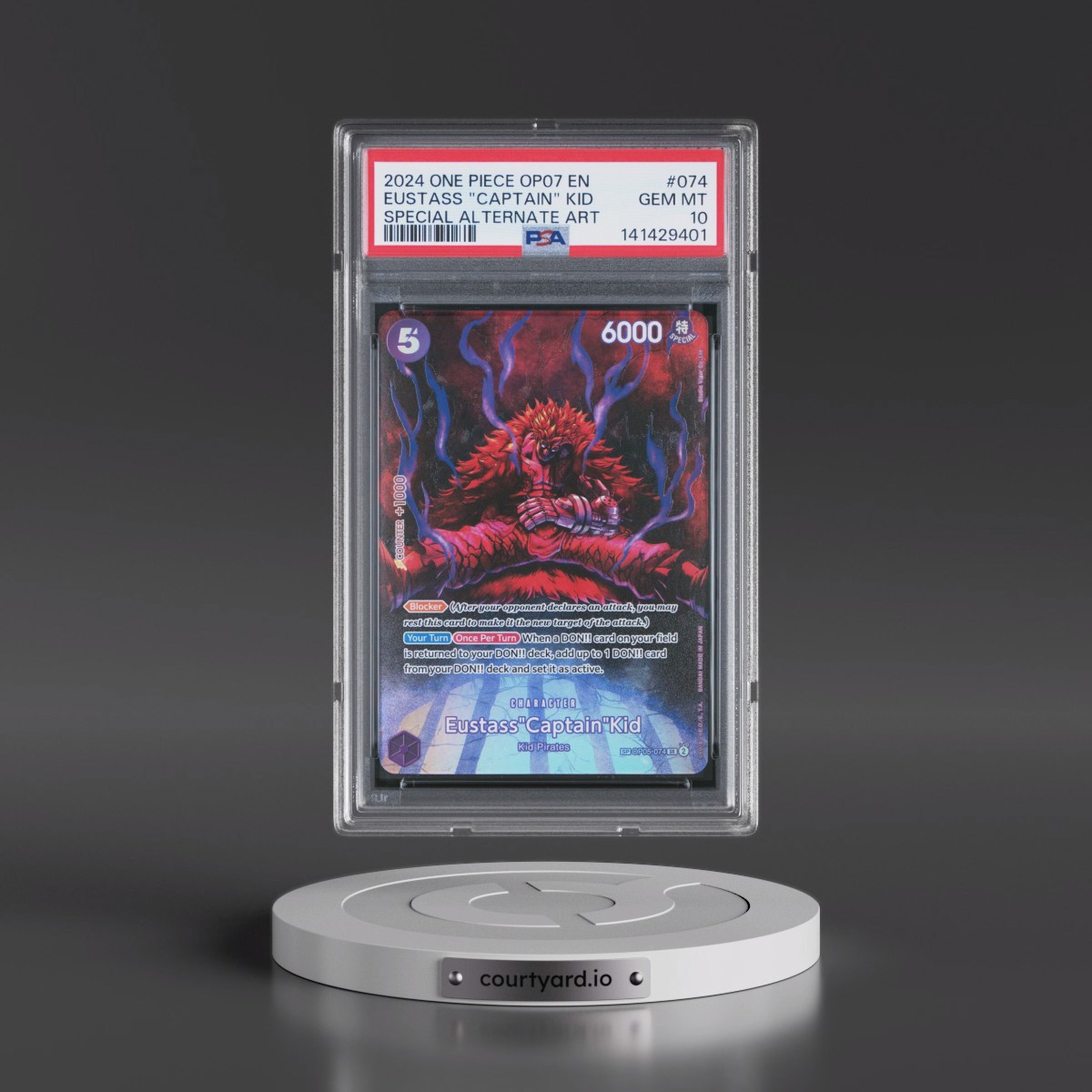2024 One Piece OP07-500 Years in the Future #074 Eustass "Captain" Kid - Special Alternate Art (PSA 10 GEM MINT)