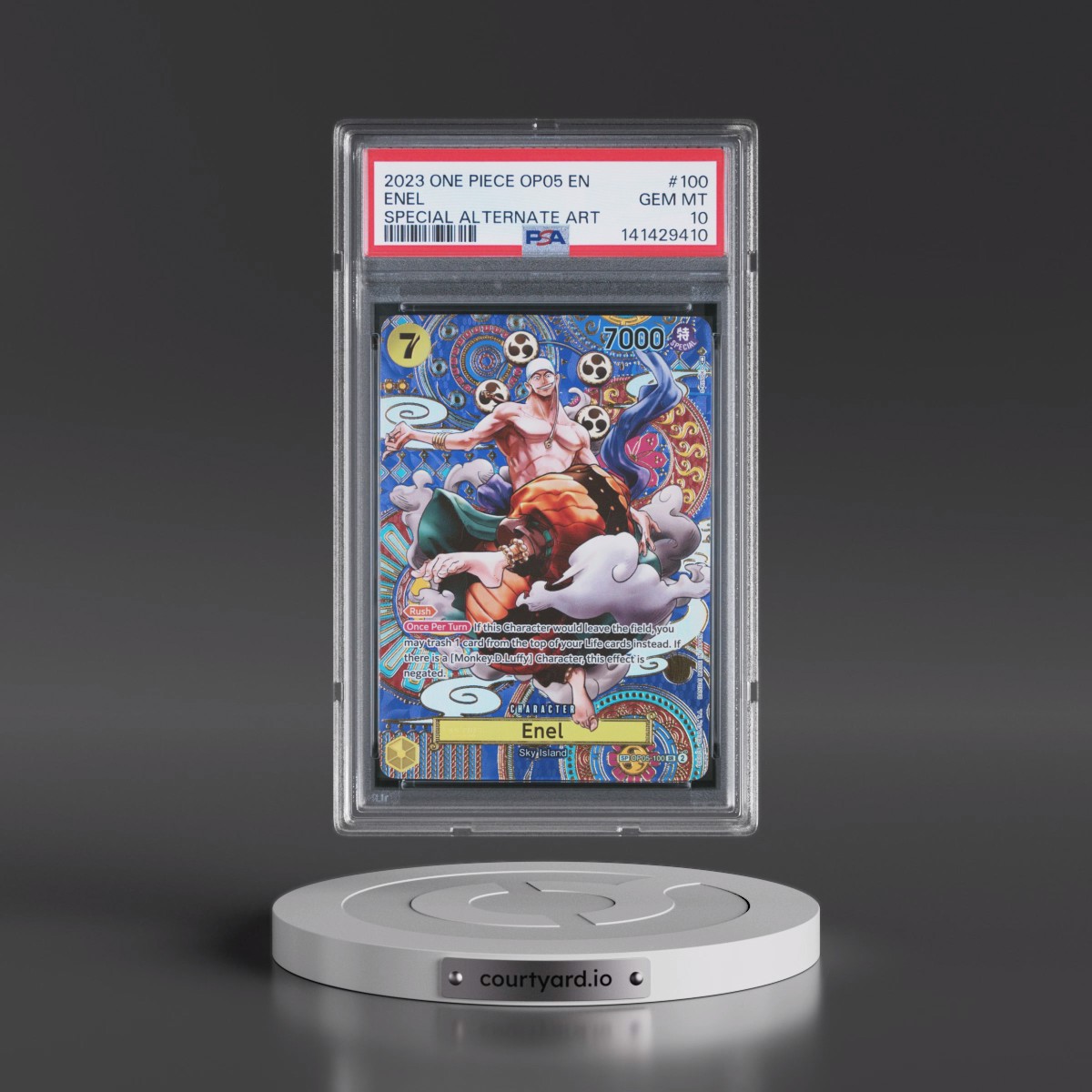 2023 One Piece OP05-Awakening of the New Era #100 Enel - Special Alternate Art (PSA 10 GEM MINT)