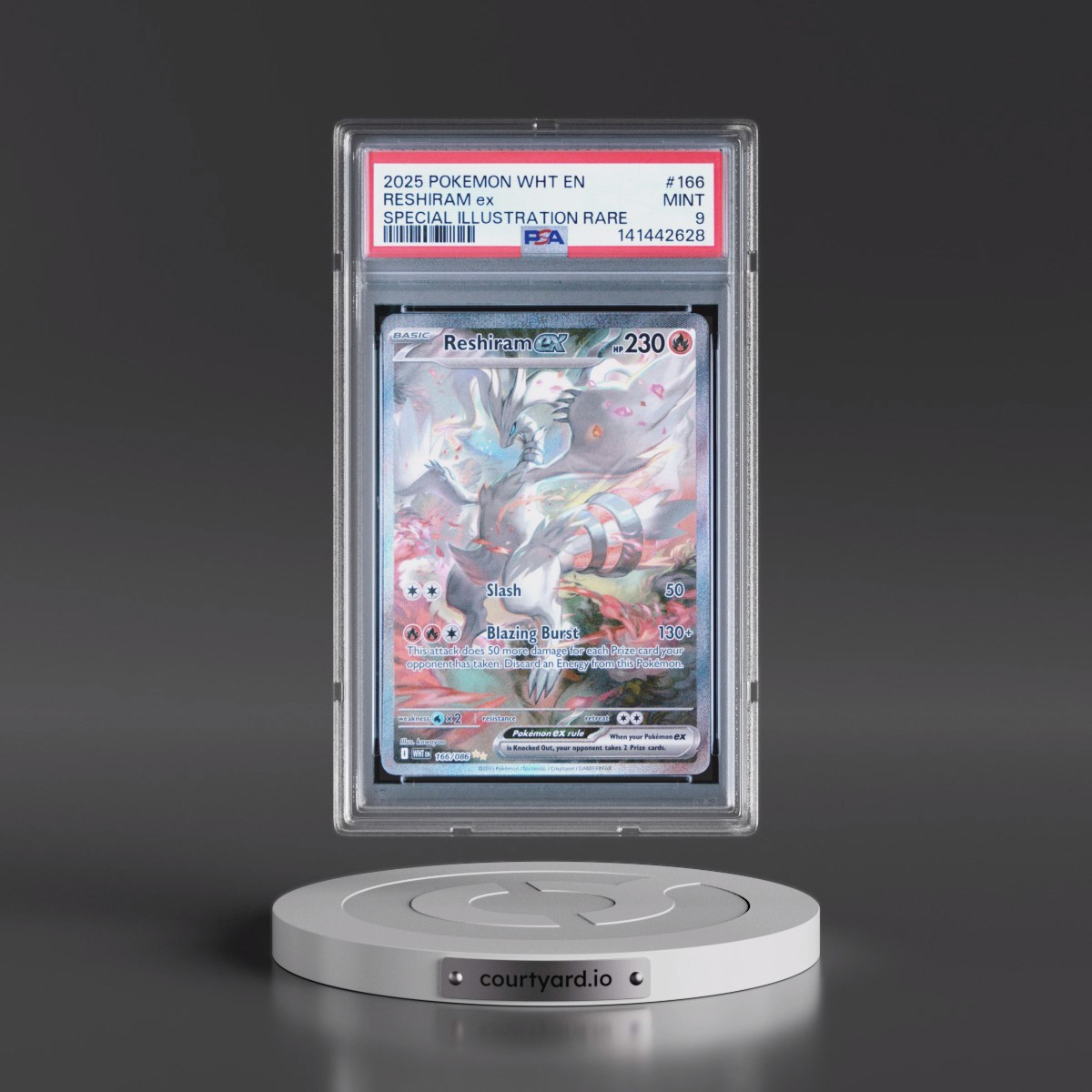 2025 Pokémon Wht EN-White Flare Reshiram EX - Holo Special Illustration Rare #166 PSA 9