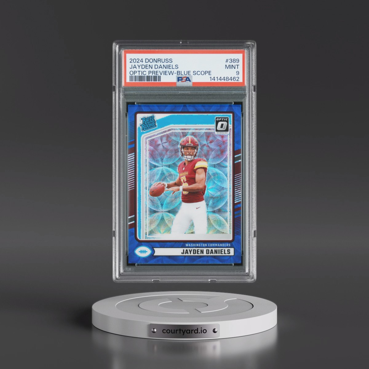 2024 Panini Donruss Jayden Daniels - Optic Preview-Blue Scope #389 PSA 9