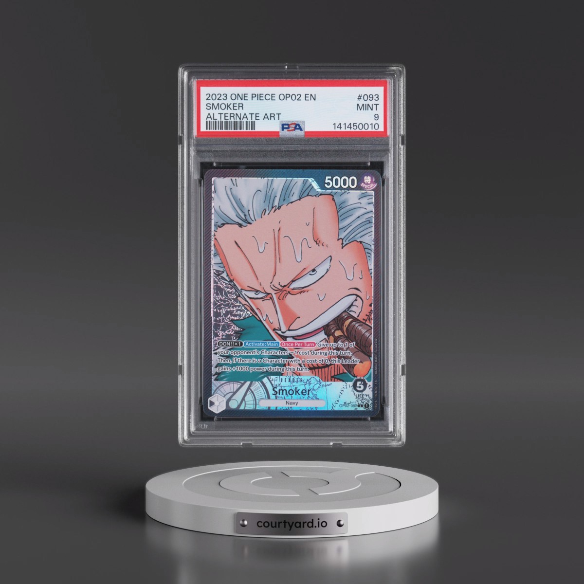 2023 One Piece OP02-Paramount War #093 Smoker - Alternate Art (PSA 9 MINT)