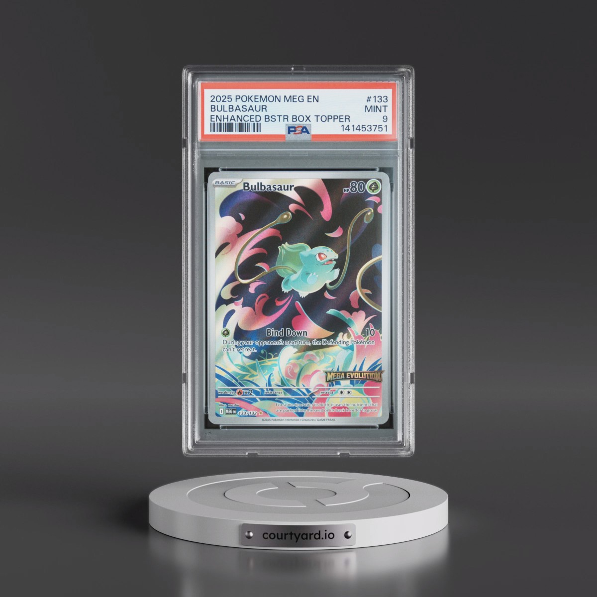 2025 Pokémon Meg EN-Mega Evolution #133 Bulbasaur - Enhanced Booster Box Topper (PSA 9 MINT)