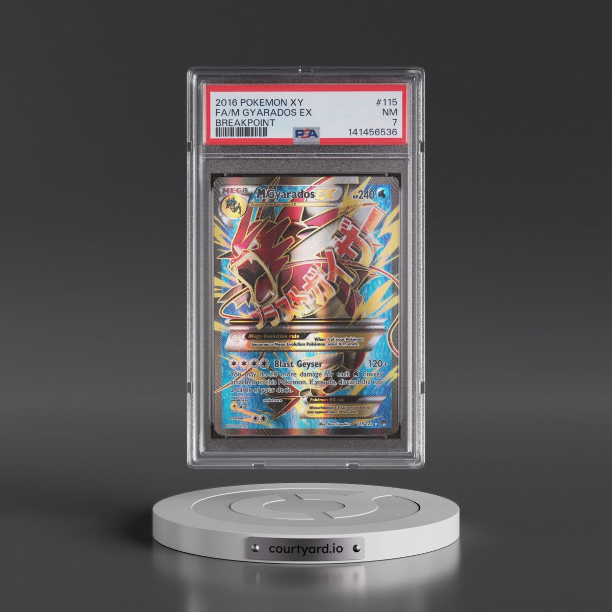 2016 Pokémon XY Breakpoint #115 M Gyarados EX - Holo Full Art (PSA 7 NM)