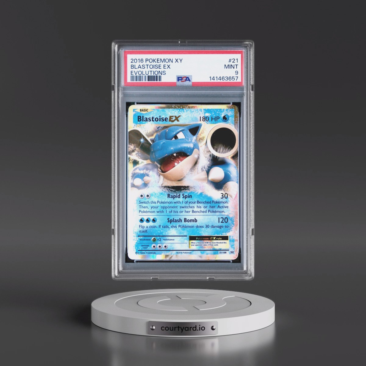 2016 Pokémon XY Evolutions #21 Blastoise EX - Holo (PSA 9 MINT)