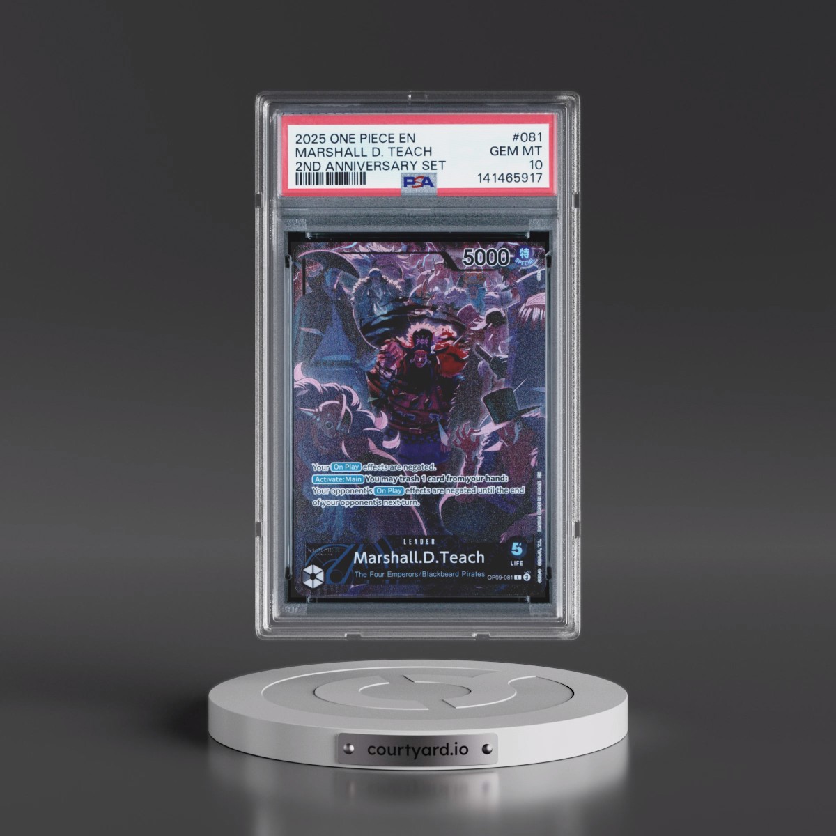 2025 One Piece English Version 2nd Anniversary Set #081 Marshall D. Teach (PSA 10 GEM MINT)