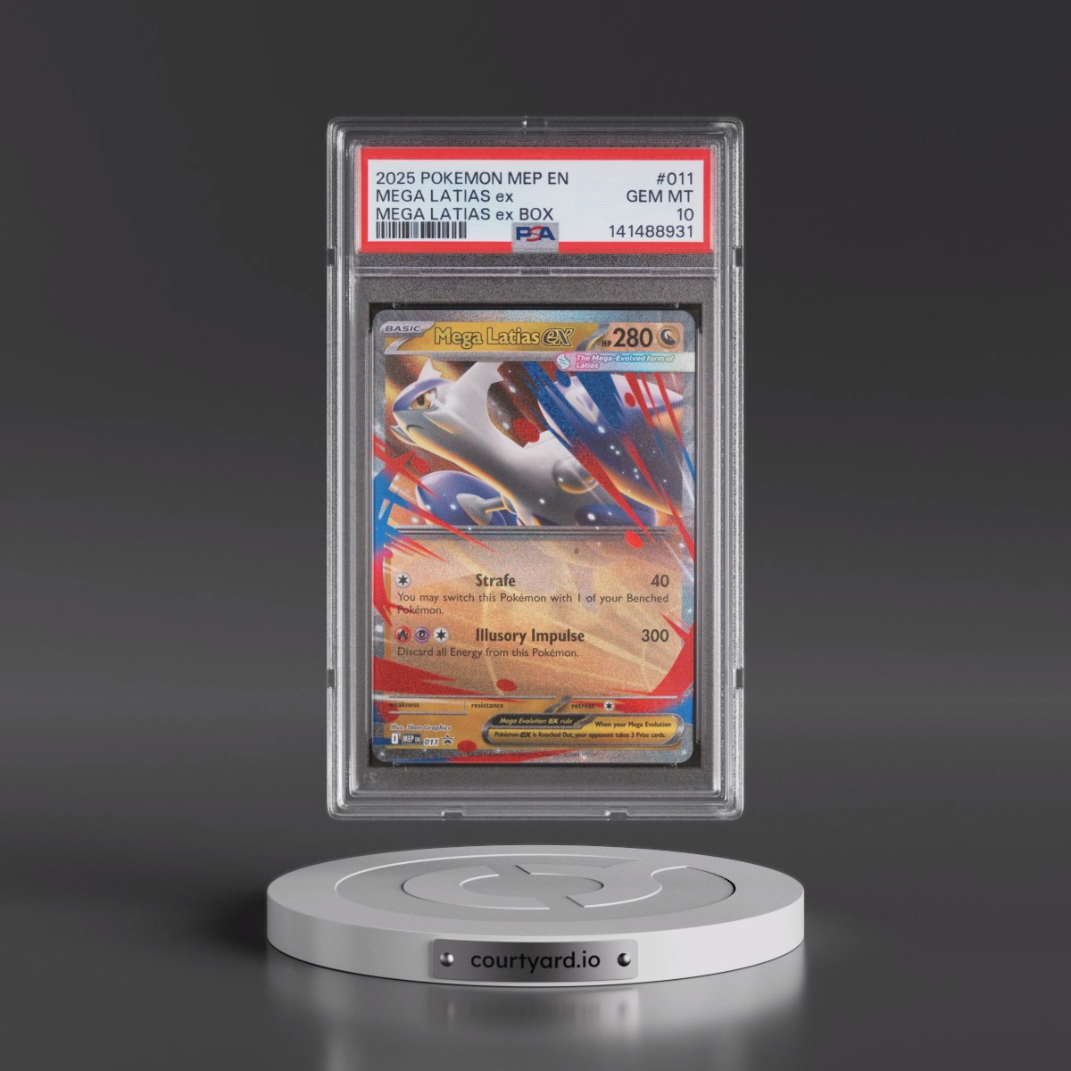 2025 Pokémon Mep EN-Me Black Star Promo #011 Mega Latias EX - Holo Mega Latias EX Box (PSA 10 GEM MINT)