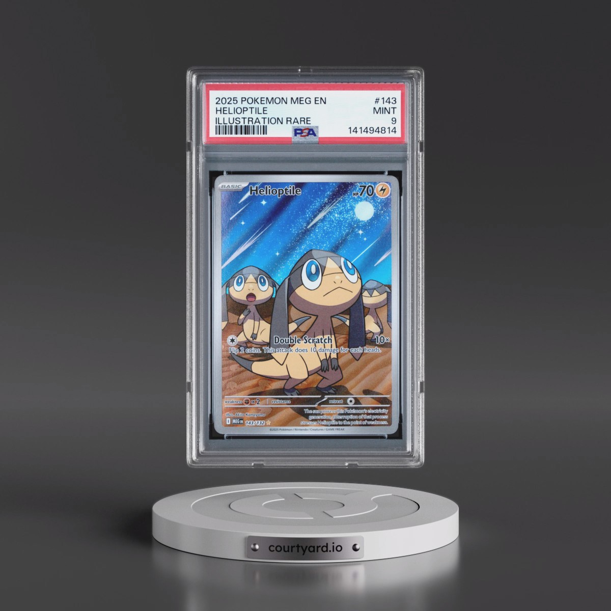 2025 Pokémon Meg EN-Mega Evolution #143 Helioptile - Illustration Rare (PSA 9 MINT)