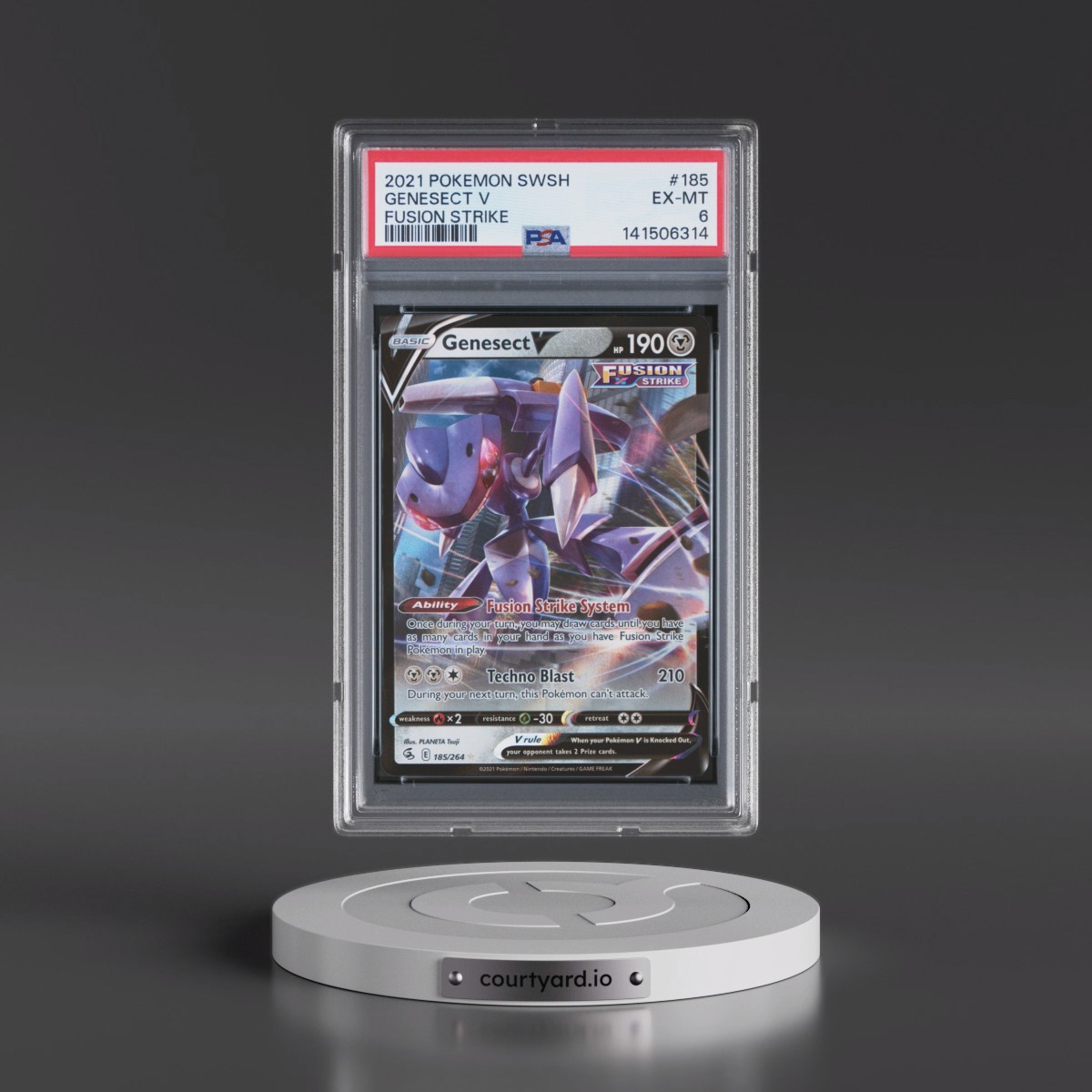 2021 Pokémon Sword & Shield Fusion Strike Genesect V - Holo #185 PSA 6
