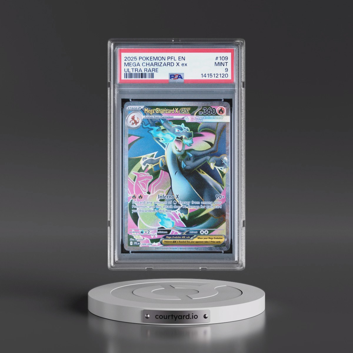 2025 Pokémon Pfl EN-Phantasmal Flames #109 Mega Charizard X EX - Holo Ultra Rare (PSA 9 MINT)