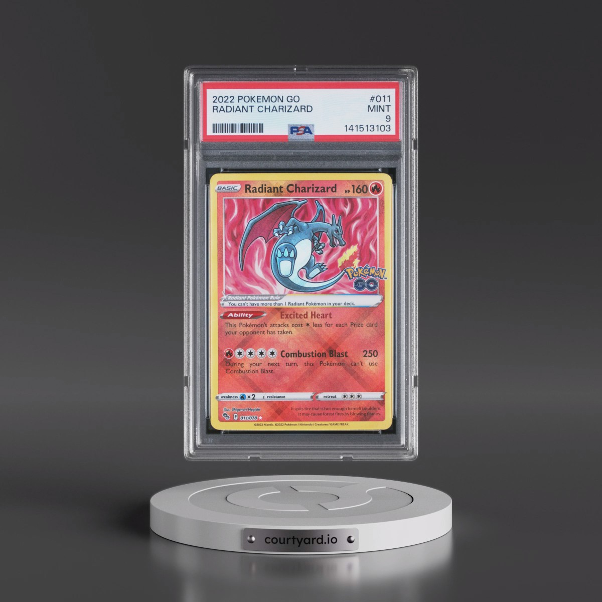 2022 Pokémon Go #011 Radiant Charizard - Holo (PSA 9 MINT)