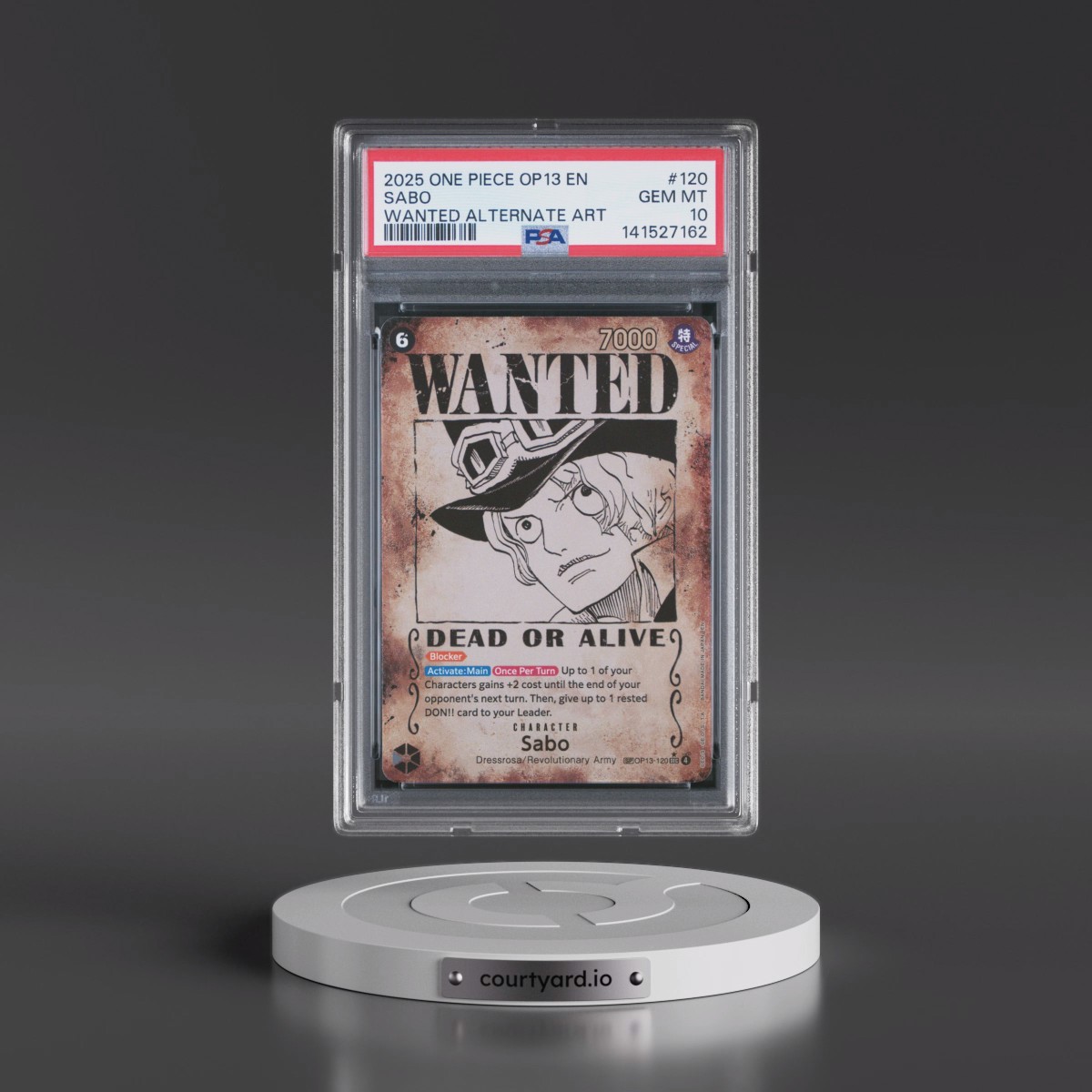 2025 One Piece OP13-Carrying on His Will #120 Sabo - Wanted Alternate Art (PSA 10 GEM MINT)