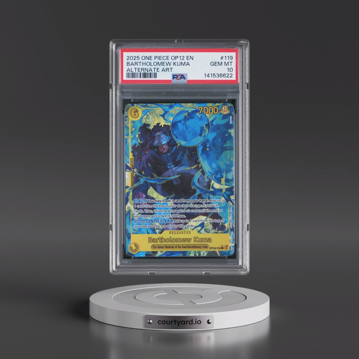 2025 One Piece OP12-Legacy of the Master #119 Bartholomew Kuma - Alternate Art (PSA 10 GEM MINT)