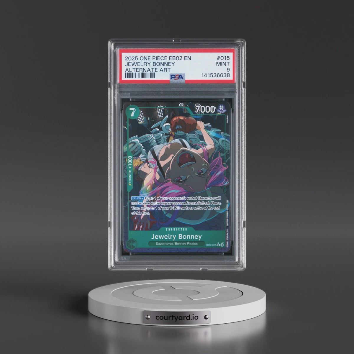 2025 One Piece EB02-Extra Booster -Anime 25th Collection #015 Jewelry Bonney - Alternate Art (PSA 9 MINT)