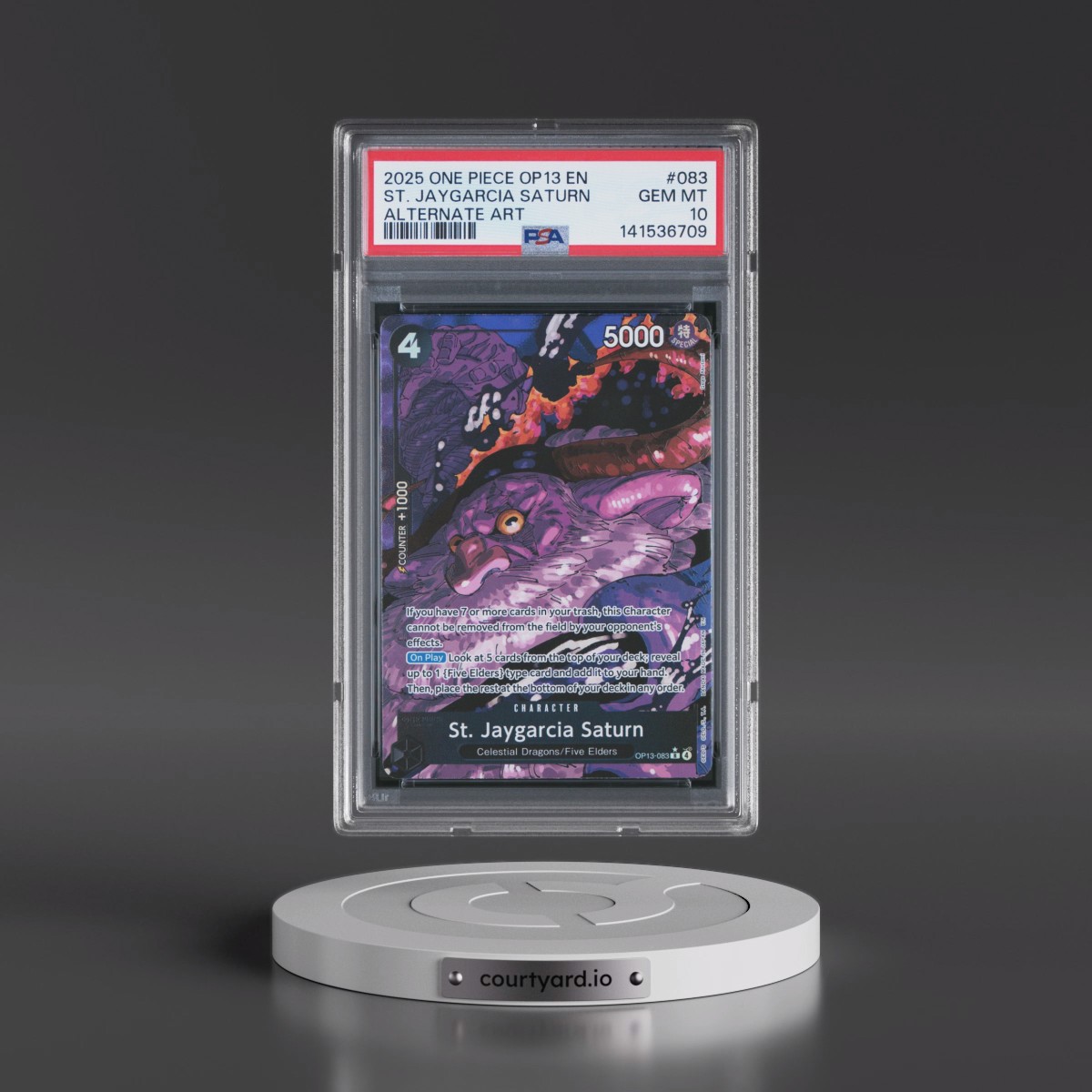 2025 One Piece OP13-Carrying on His Will #083 St. Jaygarcia Saturn - Alternate Art (PSA 10 GEM MINT)