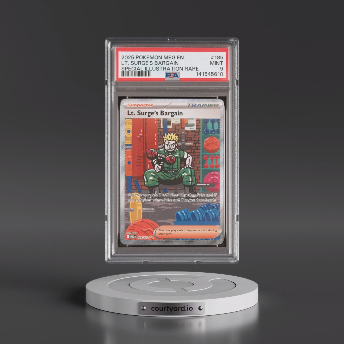 2025 Pokémon Meg EN-Mega Evolution #185 LT. Surge's Bargain - Special Illustration Rare (PSA 9 MINT)