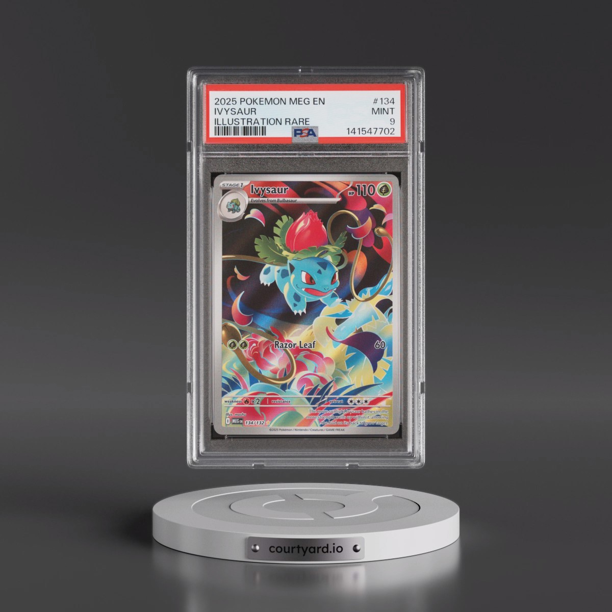 2025 Pokémon Meg EN-Mega Evolution #134 Ivysaur - Illustration Rare (PSA 9 MINT)