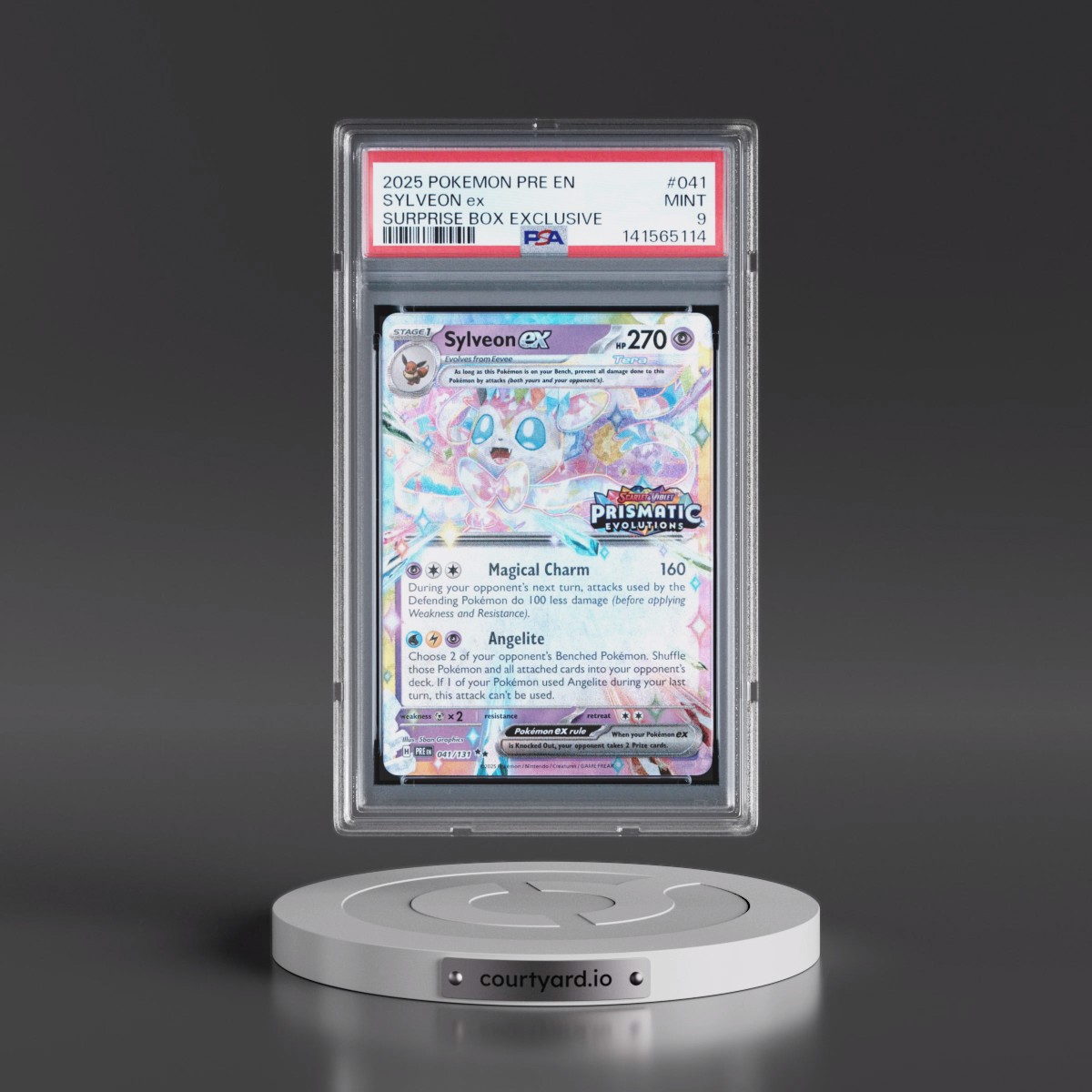 2025 Pokémon Pre EN-Prismatic Evolutions #041 Sylveon EX - Holo Surprise Box Exclusive (PSA 9 MINT)