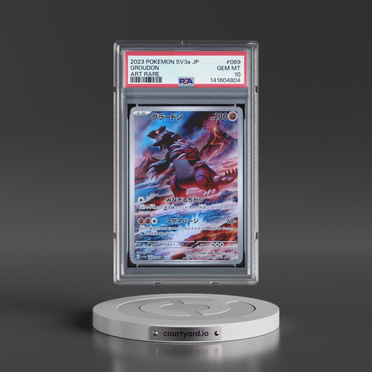 2023 Pokémon Sv3a-Raging Surf #069 Groudon - Art Rare (PSA 10 GEM MINT)