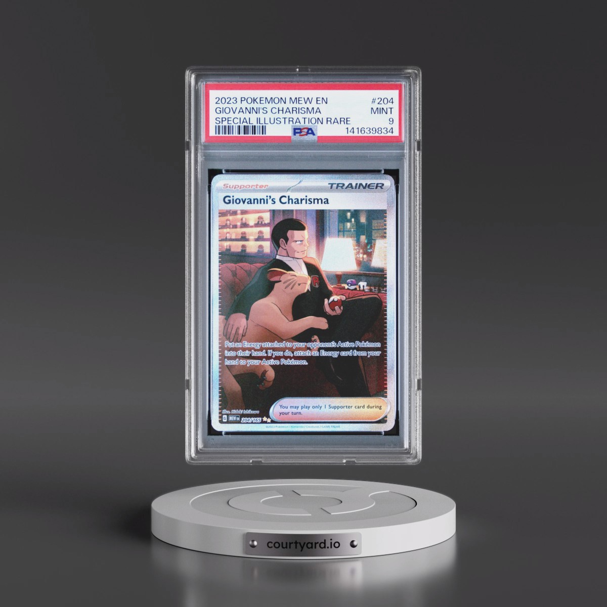 2023 Pokémon Mew EN-151 #204 Giovanni's Charisma - Special Illustration Rare (PSA 9 MINT)