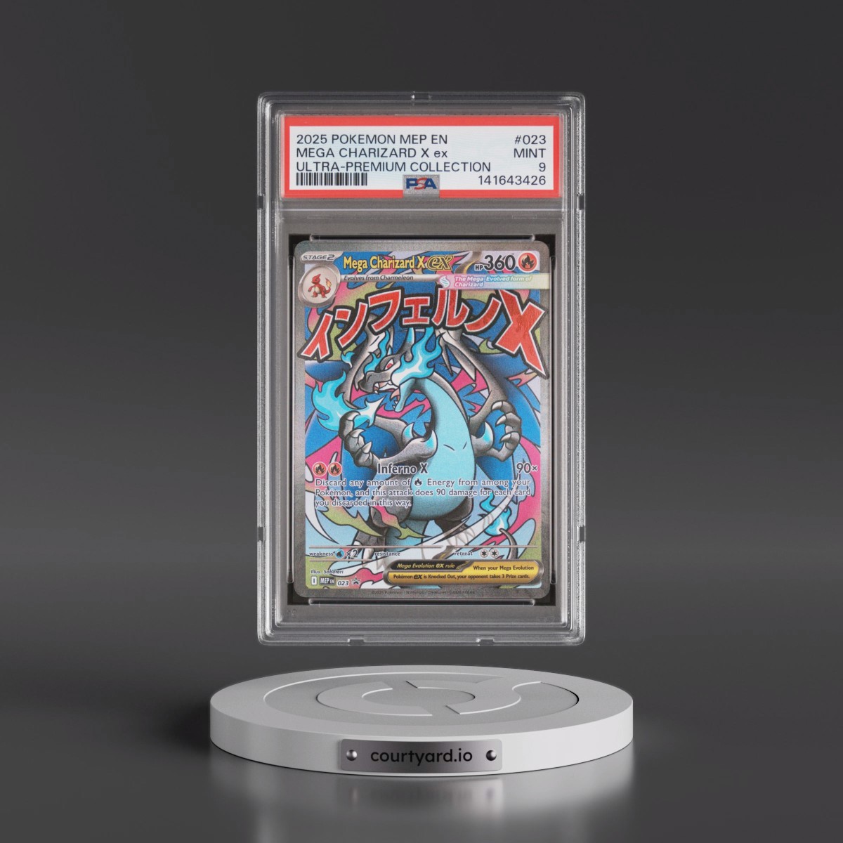 2025 Pokémon Mep EN-Me Black Star Promo #023 Mega Charizard X EX - Holo Mega Charizard X EX Ultra-Premium Collection (PSA 9 MINT)