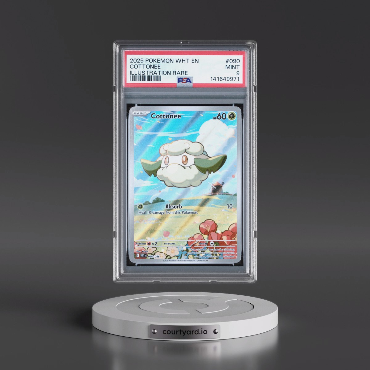 2025 Pokémon Wht EN-White Flare #090 Cottonee - Illustration Rare (PSA 9 MINT)