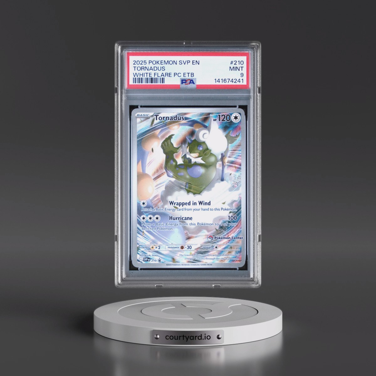 2025 Pokémon Svp EN-SV Black Star Promo #210 Tornadus - White Flare Pokemon Center Elite Trainer Box (PSA 9 MINT)