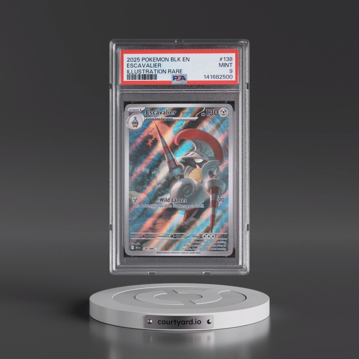 2025 Pokémon Blk EN-Black Bolt #138 Escavalier - Illustration Rare (PSA 9 MINT)