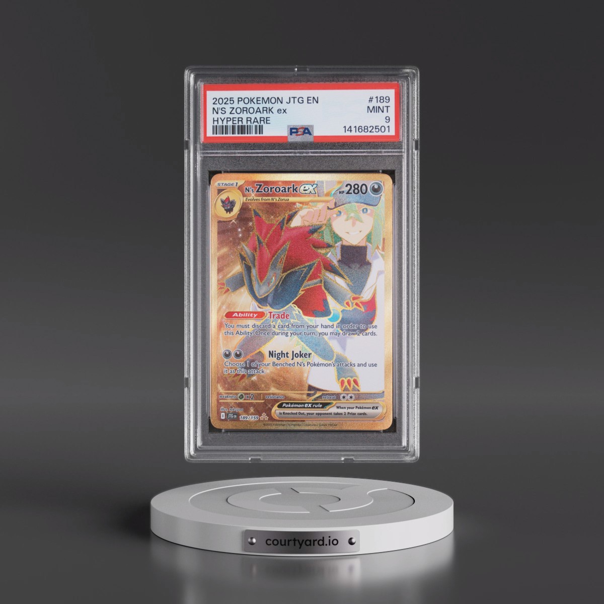 2025 Pokémon Jtg EN-Journey Together #189 N's Zoroark EX - Holo Hyper Rare (PSA 9 MINT)