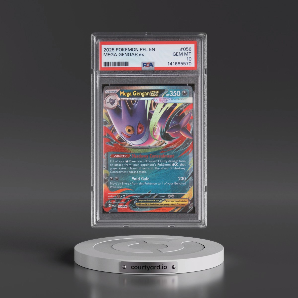 2025 Pokémon Pfl EN-Phantasmal Flames #056 Mega Gengar EX - Holo (PSA 10 GEM MINT)