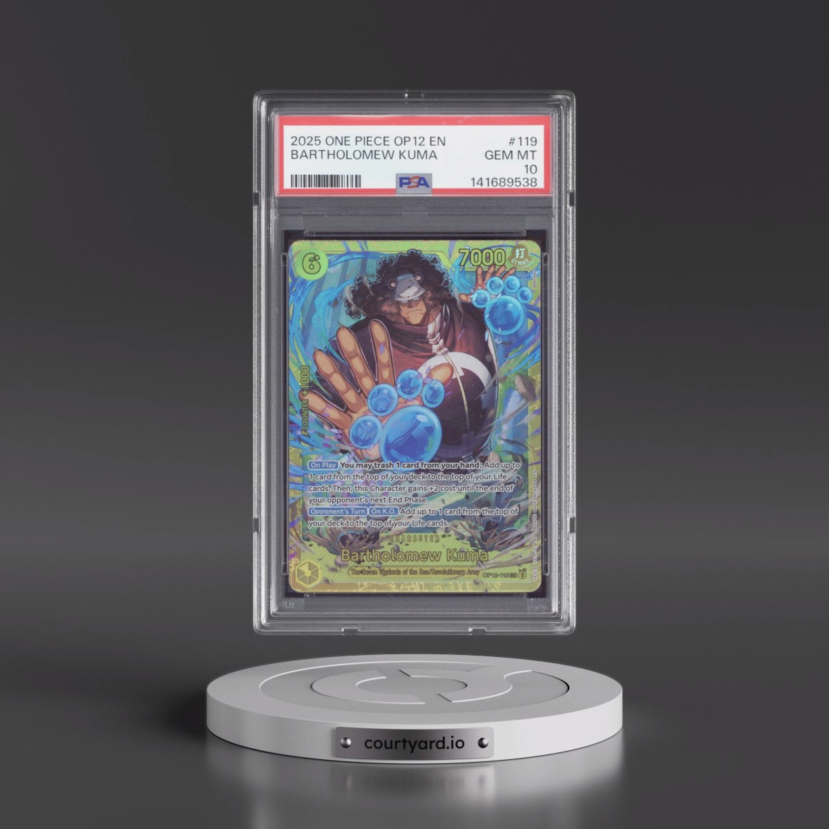 2025 One Piece OP12-Legacy of the Master #119 Bartholomew Kuma (PSA 10 GEM MINT)