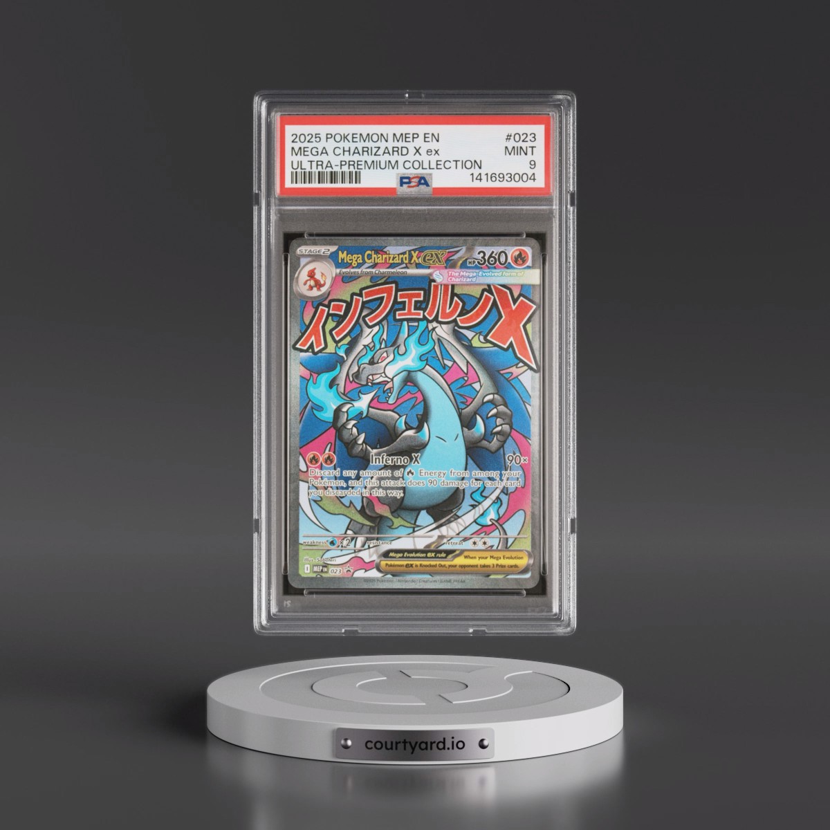 2025 Pokémon Mep EN-Me Black Star Promo #023 Mega Charizard X EX - Holo Mega Charizard X EX Ultra-Premium Collection (PSA 9 MINT)