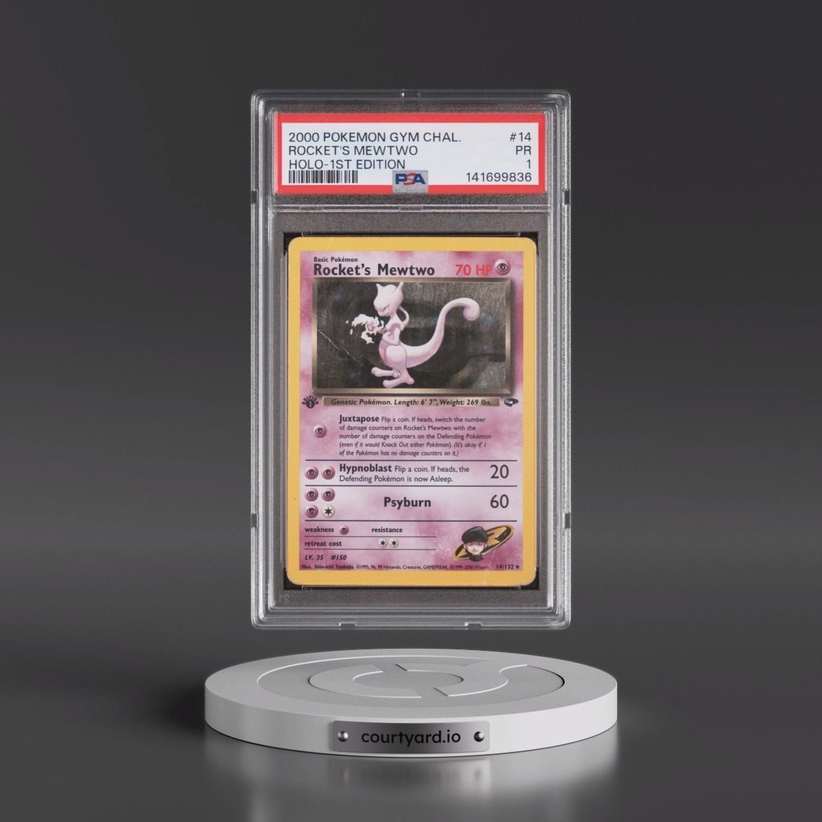 2000 Pokémon Gym Challenge #14 Rocket's Mewtwo - 1st Edition Holo (PSA 1 PR)
