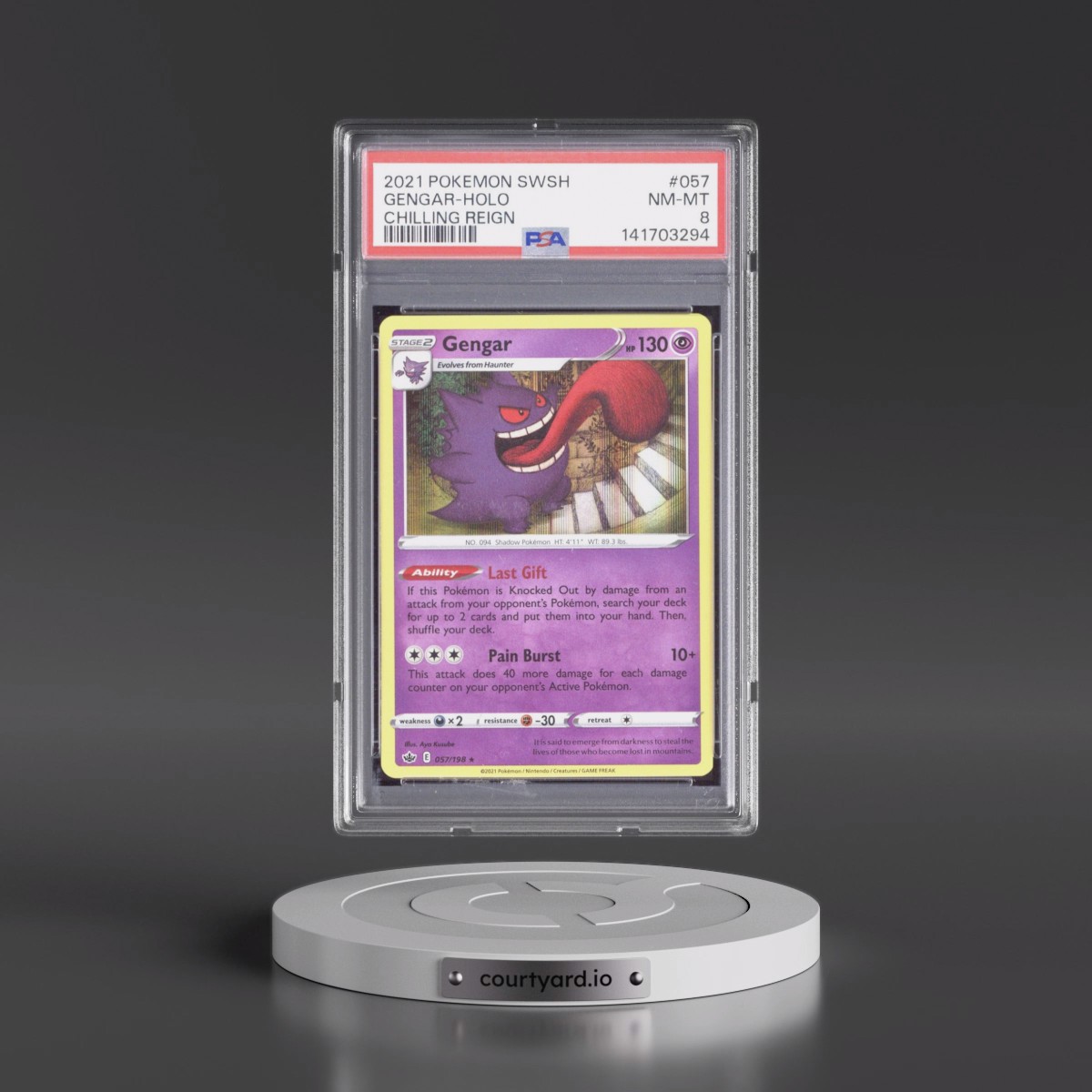 2021 Pokémon Sword & Shield Chilling Reign #057 Gengar - Holo (PSA 8 NM-MT)