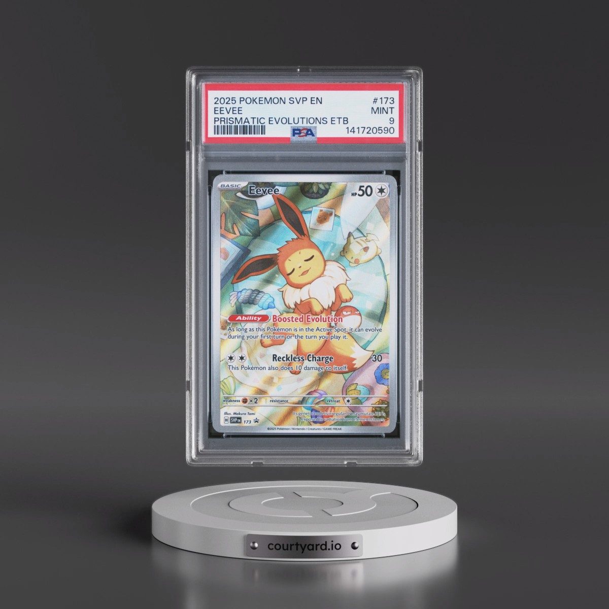 2025 Pokémon Svp EN-SV Black Star Promo #173 Eevee - Prismatic Evolutions Elite Trainer Box (PSA 9 MINT)