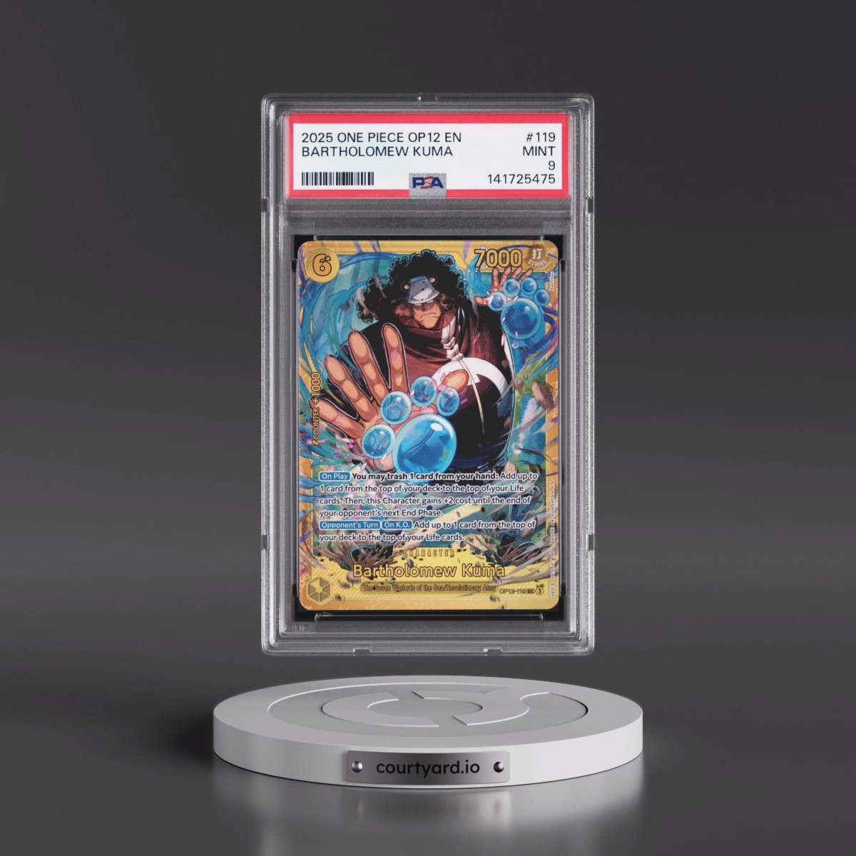 2025 One Piece OP12-Legacy of the Master #119 Bartholomew Kuma (PSA 9 MINT)