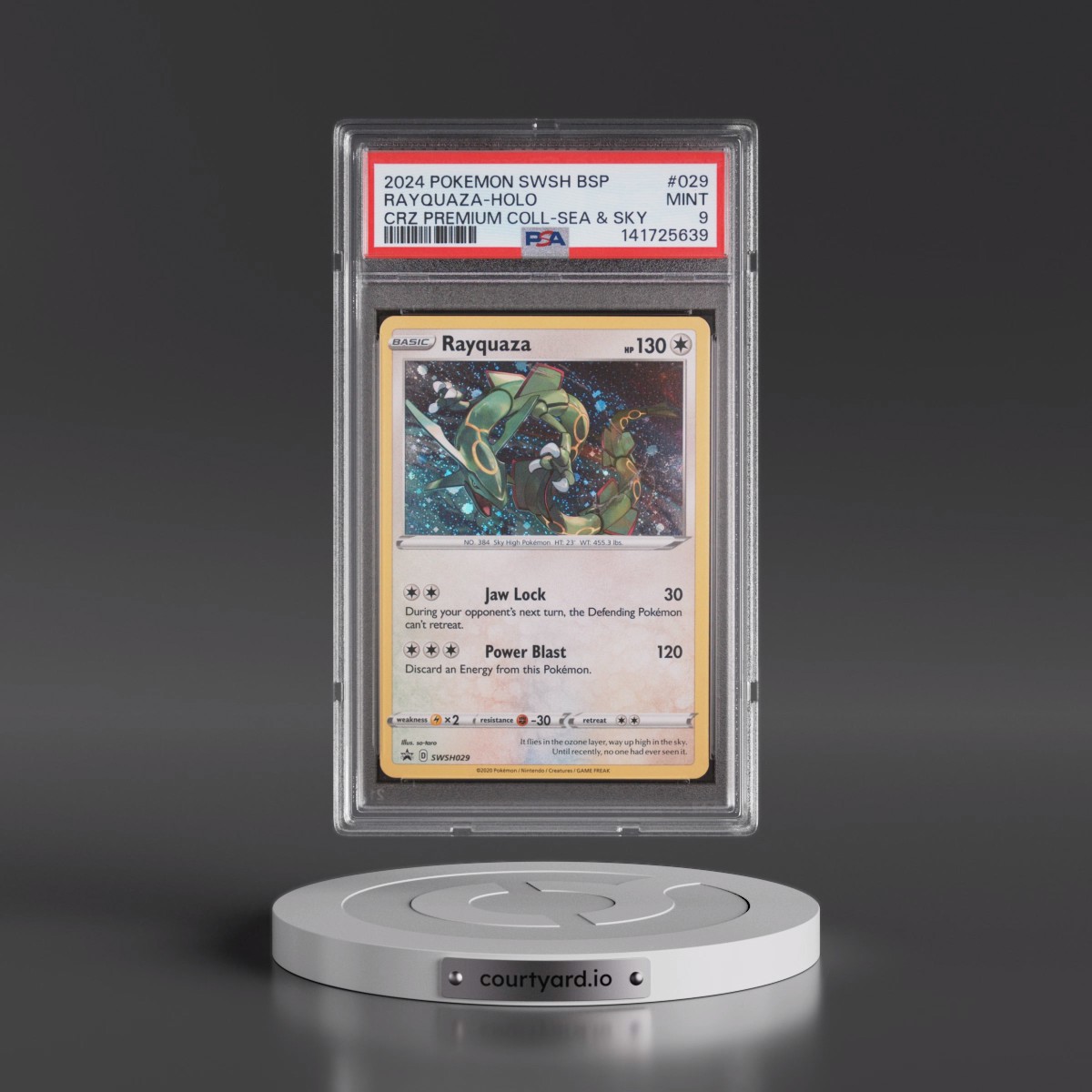 2024 Pokémon Swsh Black Star Promo #029 Rayquaza - Holo Crown Zenith Premium Collection Sea & Sky (PSA 9 MINT)