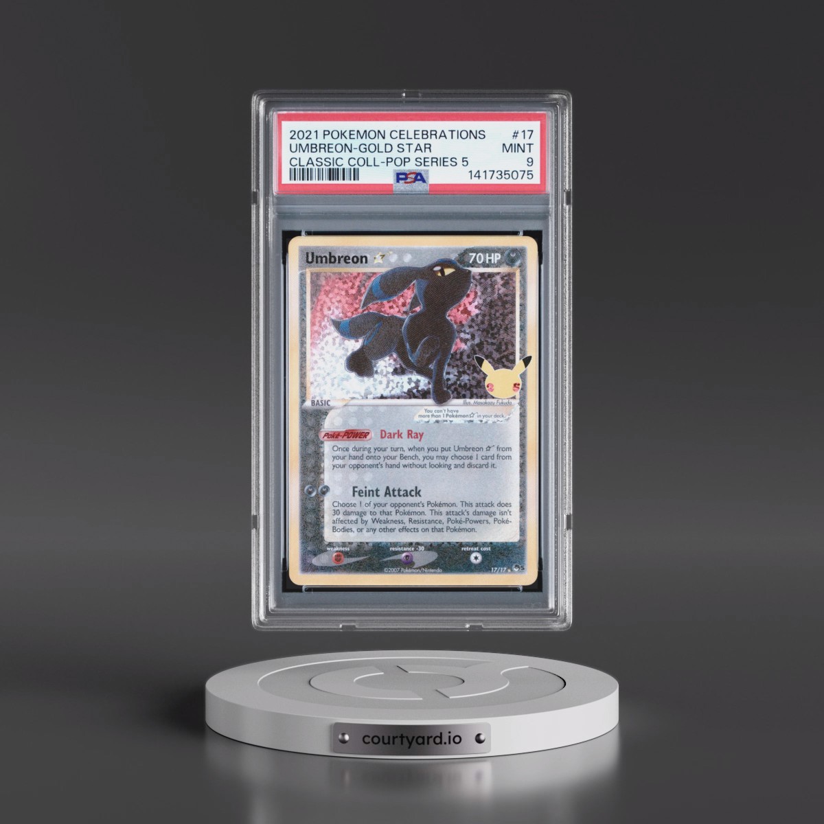 2021 Pokémon Celebrations Classic Collection #17 Umbreon-Gold Star (PSA 9 MINT)