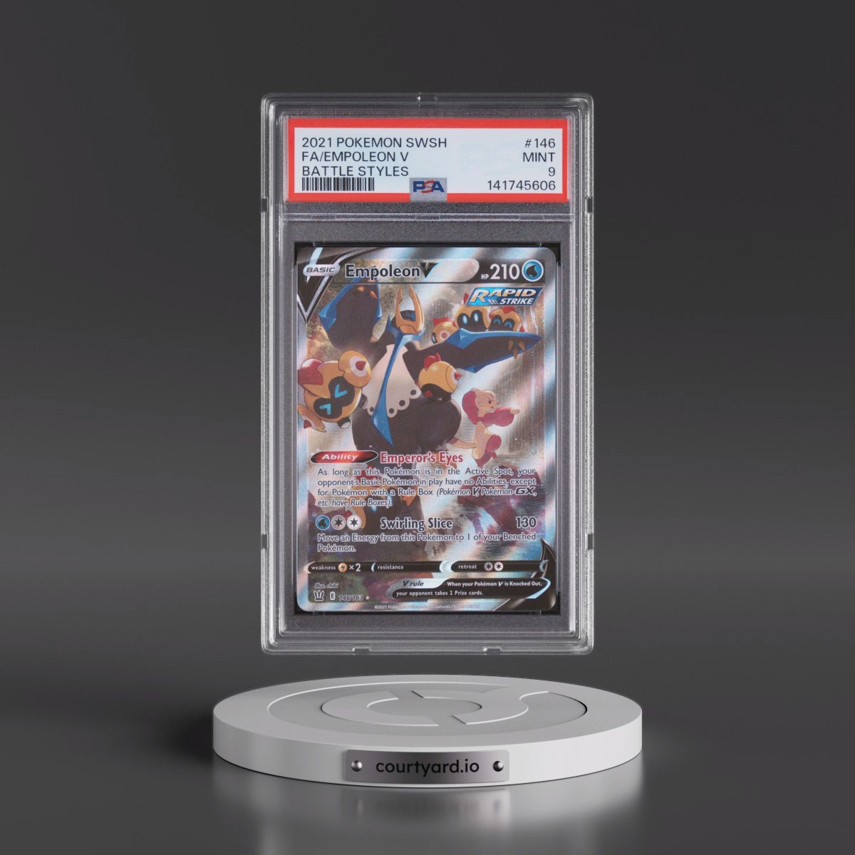 2021 Pokémon Sword & Shield Battle Styles #146 Empoleon V - Holo Full Art (PSA 9 MINT)