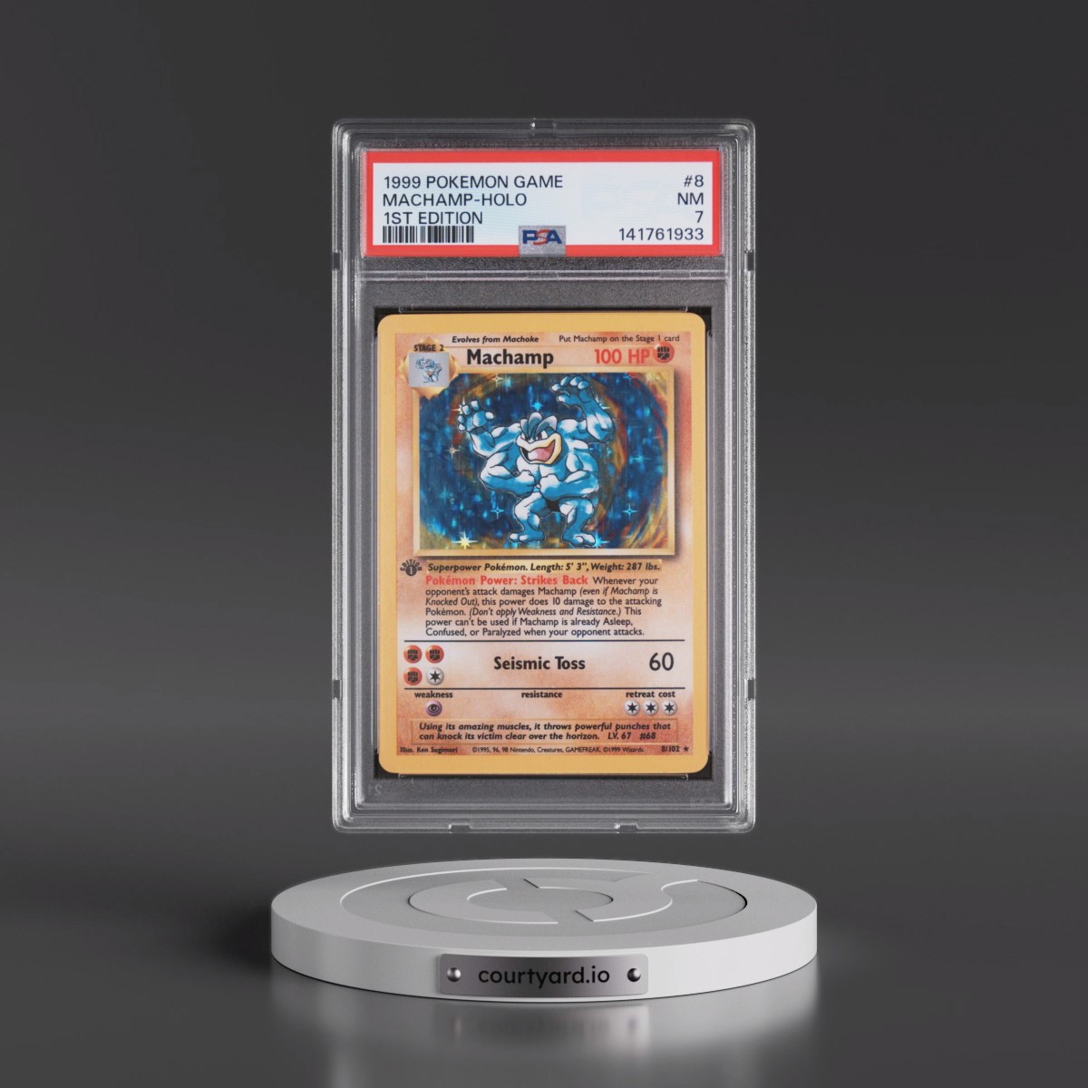 1999 Pokémon Game #8 Machamp - 1st Edition Holo (PSA 7 NM)