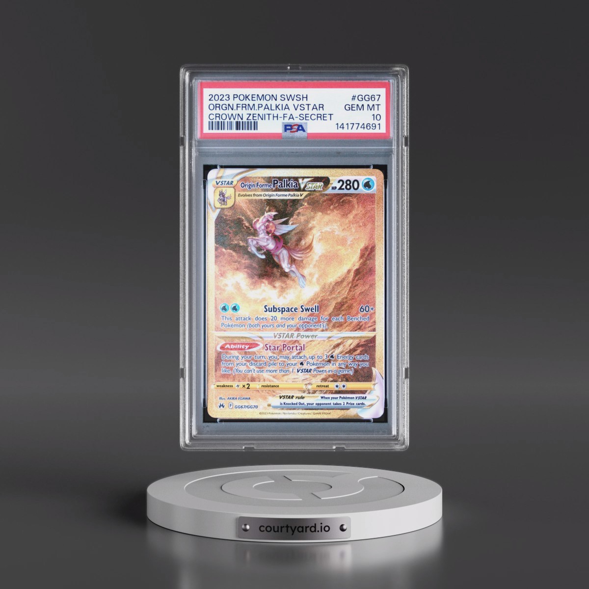 2023 Pokémon Sword and Shield Crown Zenith #GG67 Origin Forme Palkia Vstar - Full Art Secret (PSA 10 GEM MINT)