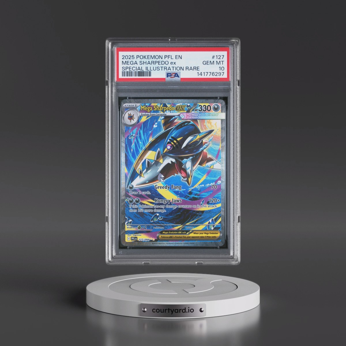 2025 Pokémon Pfl EN-Phantasmal Flames #127 Mega Sharpedo EX - Holo Special Illustration Rare (PSA 10 GEM MINT)