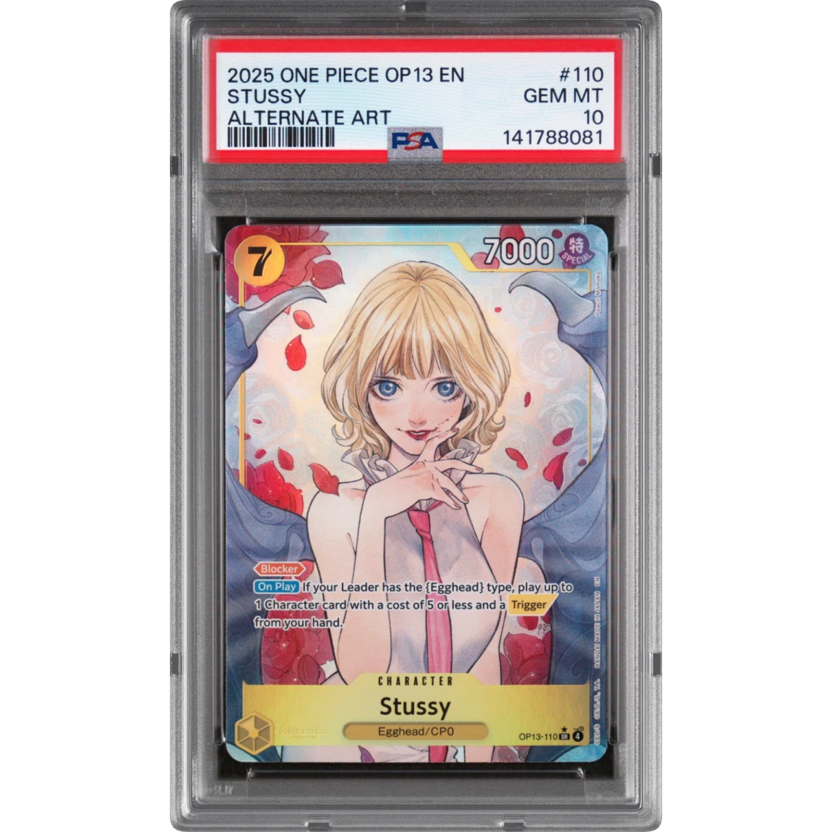 2025 One Piece OP13-Carrying on His Will #110 Stussy - Alternate Art (PSA 10 GEM MINT)