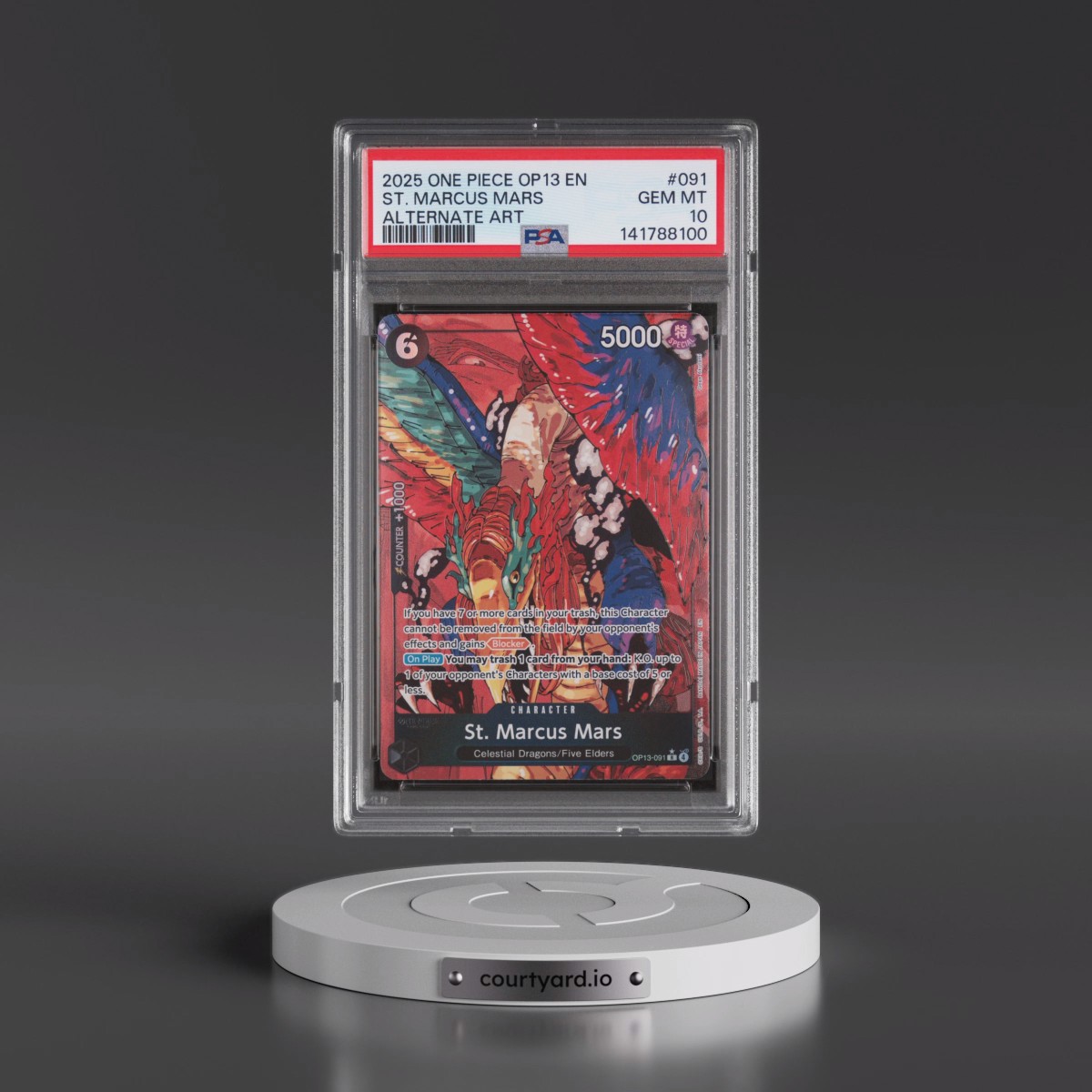 2025 One Piece OP13-Carrying on His Will #091 St. Marcus Mars - Alternate Art (PSA 10 GEM MINT)