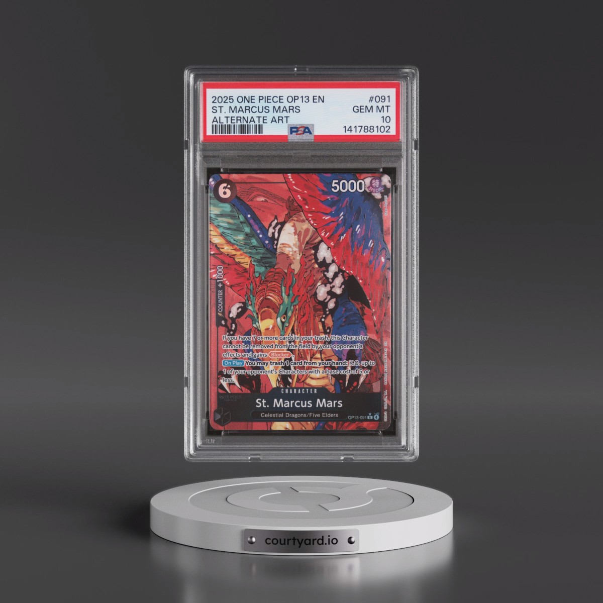 2025 One Piece OP13-Carrying on His Will #091 St. Marcus Mars - Alternate Art (PSA 10 GEM MINT)