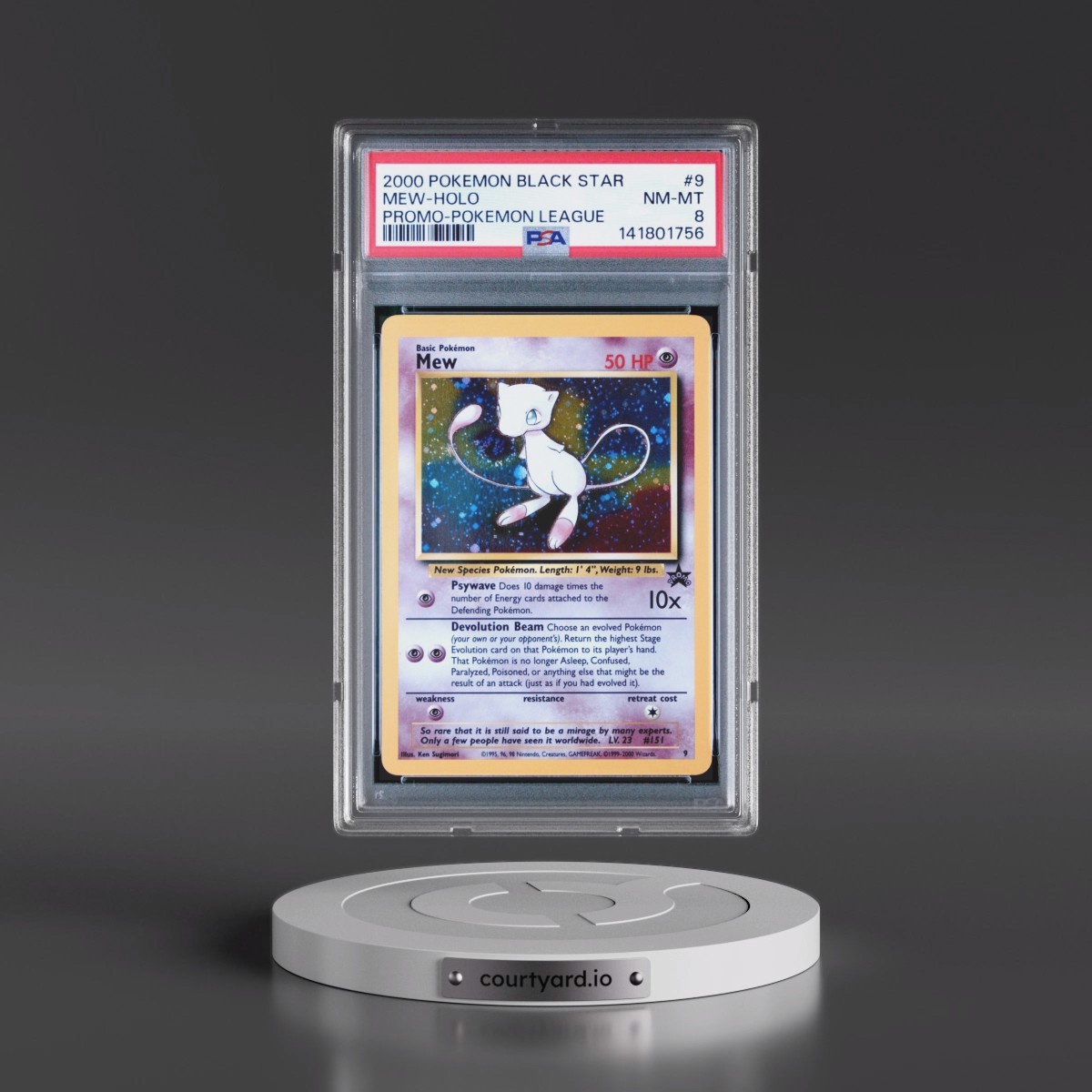 2000 Pokémon Promo Black Star #9 Mew - Holo Pokemon League (PSA 8 NM-MT)