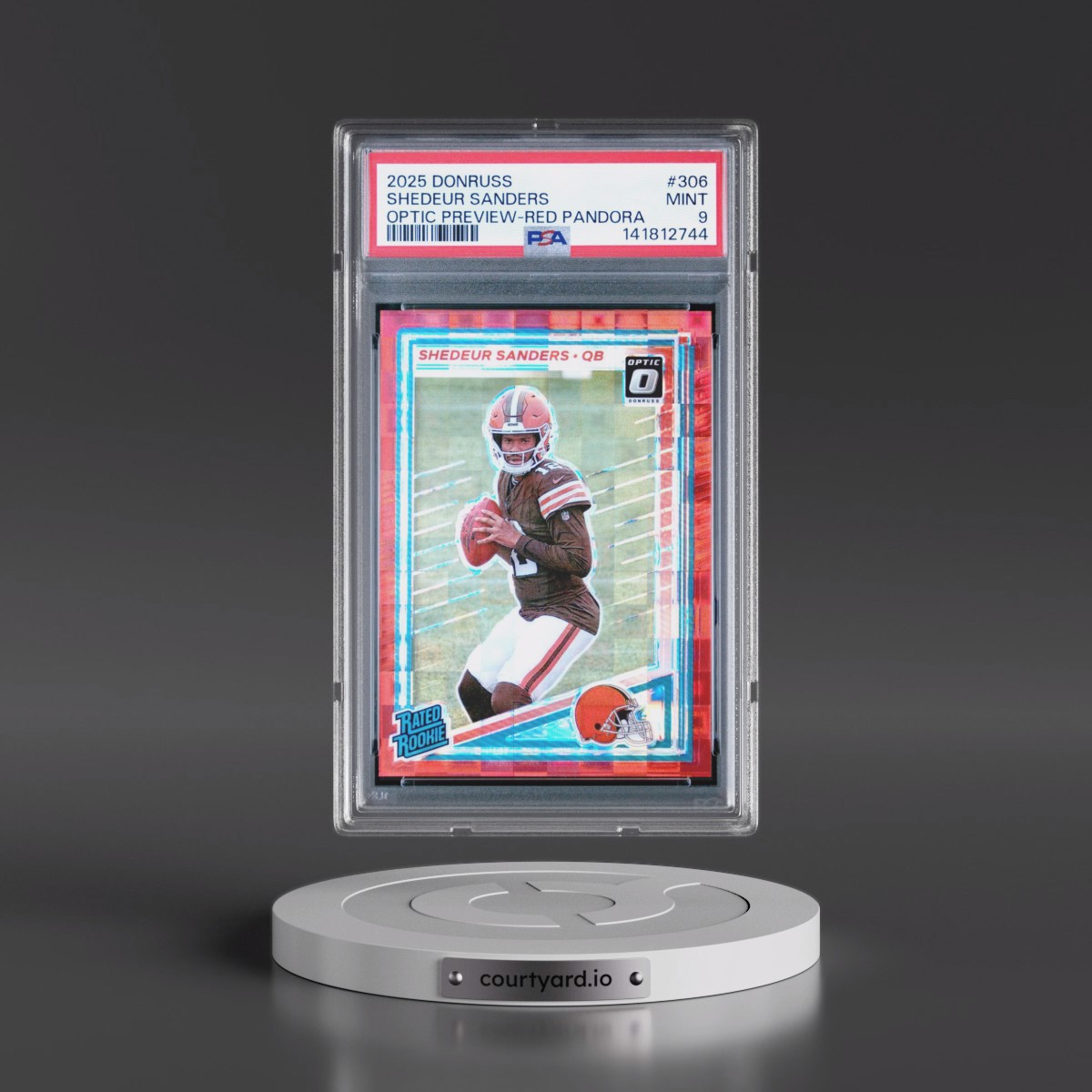 2025 Panini Donruss #306 Shedeur Sanders - Optic Preview-Red Pandora (PSA 9 MINT)