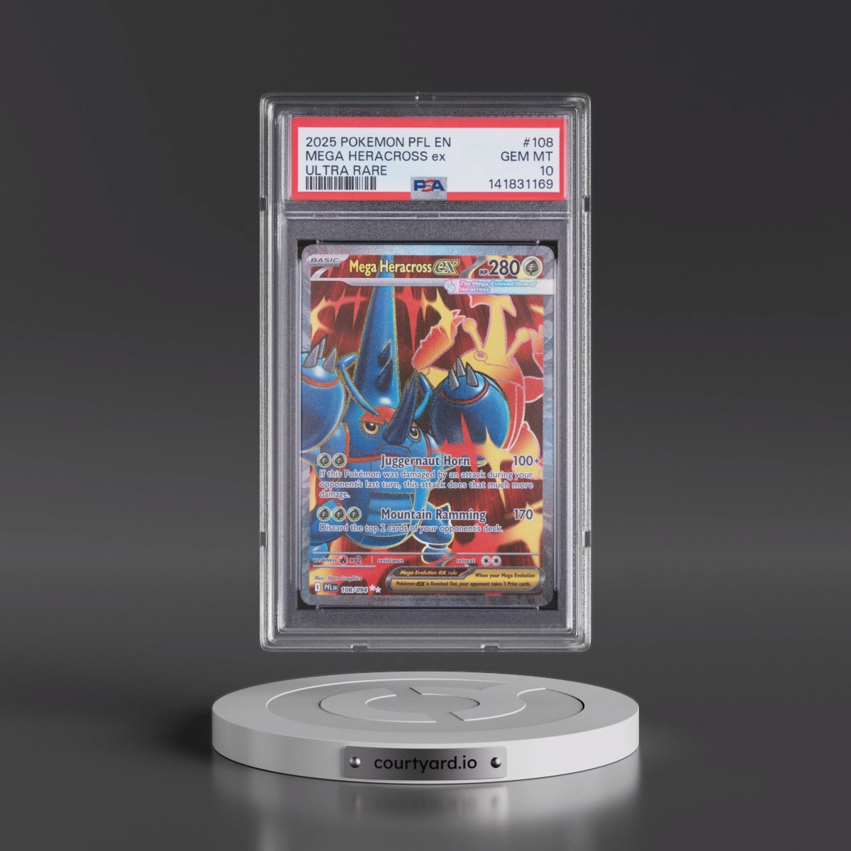 2025 Pokémon Pfl EN-Phantasmal Flames #108 Mega Heracross EX - Holo Ultra Rare (PSA 10 GEM MINT)