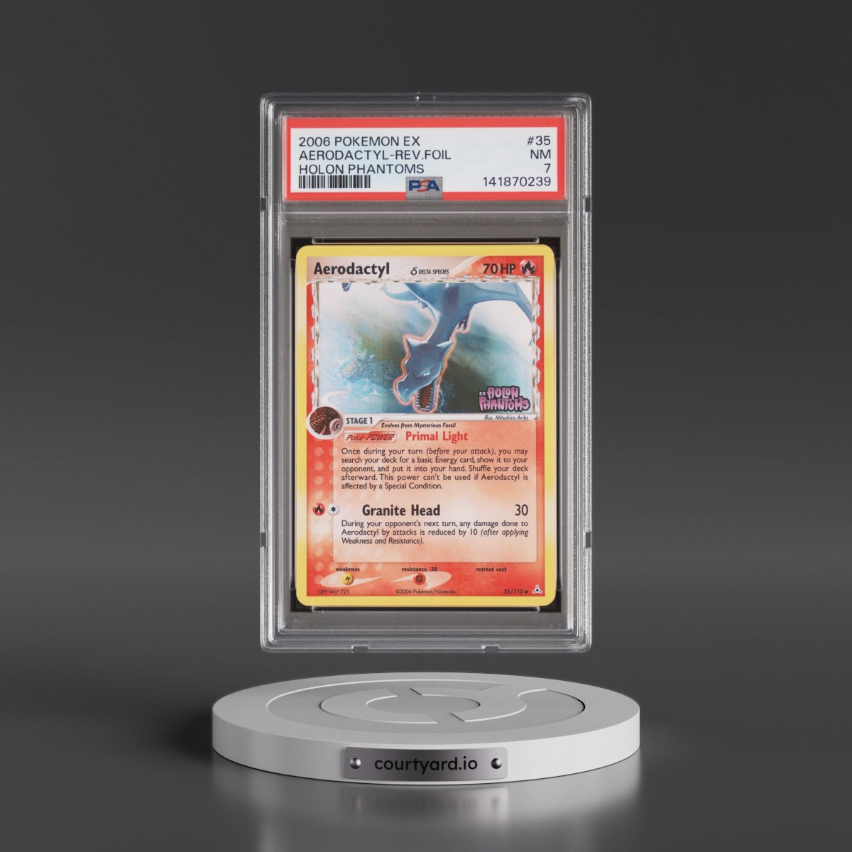 2006 Pokémon EX Holon Phantoms #35 Aerodactyl - Reverse Foil (PSA 7 NM)
